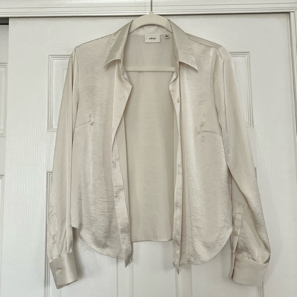 Aritzia Wilfred Cream Silk Blouse
